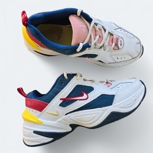 Nike M2K Tekno Yellow White Womens Blue Force Multicolor Sneakers AO3108-402